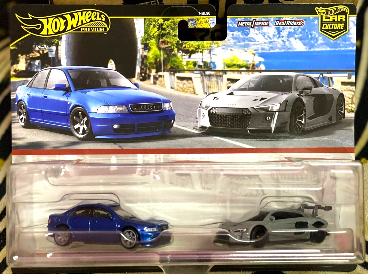 Hot Wheels Premium Car Culture Twin 2 Pack Audi S4 Quattro & Audi R8 LMS