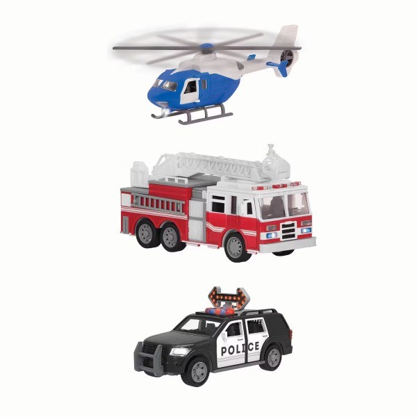 Small Toy Emergency Vehicle Set – Micro Rescue Fleet – 3 pk