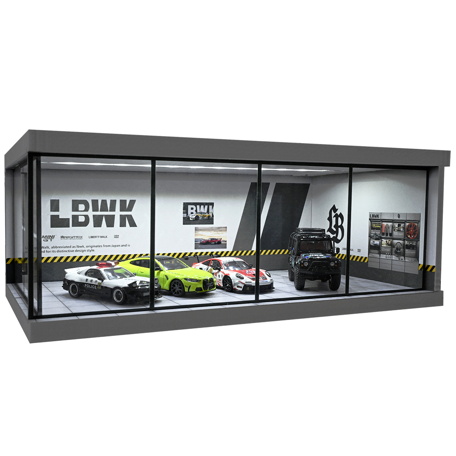 Diorama 1/64 Car Garage Model City LED Lighting Car Showroom Display Model Gifts