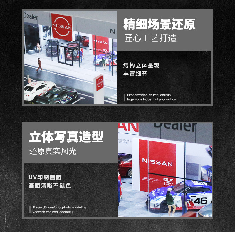 Diorama 1/64 Parking Lot Scene Garage Model LED Light Showroom Scene Display US