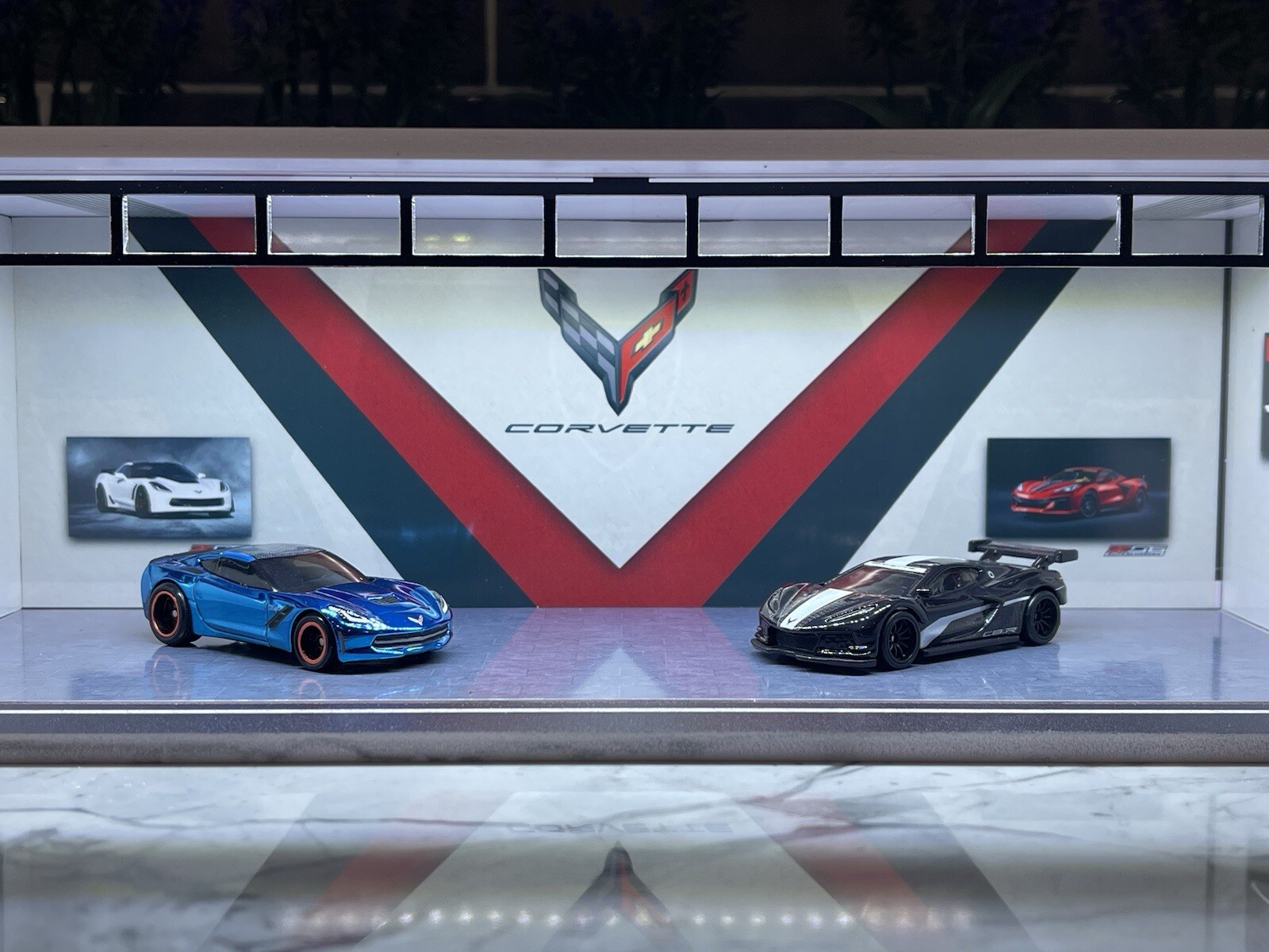 Corvette Theme FOR Hot Wheels 1:64 Model Diorama Garage LED Lighting!