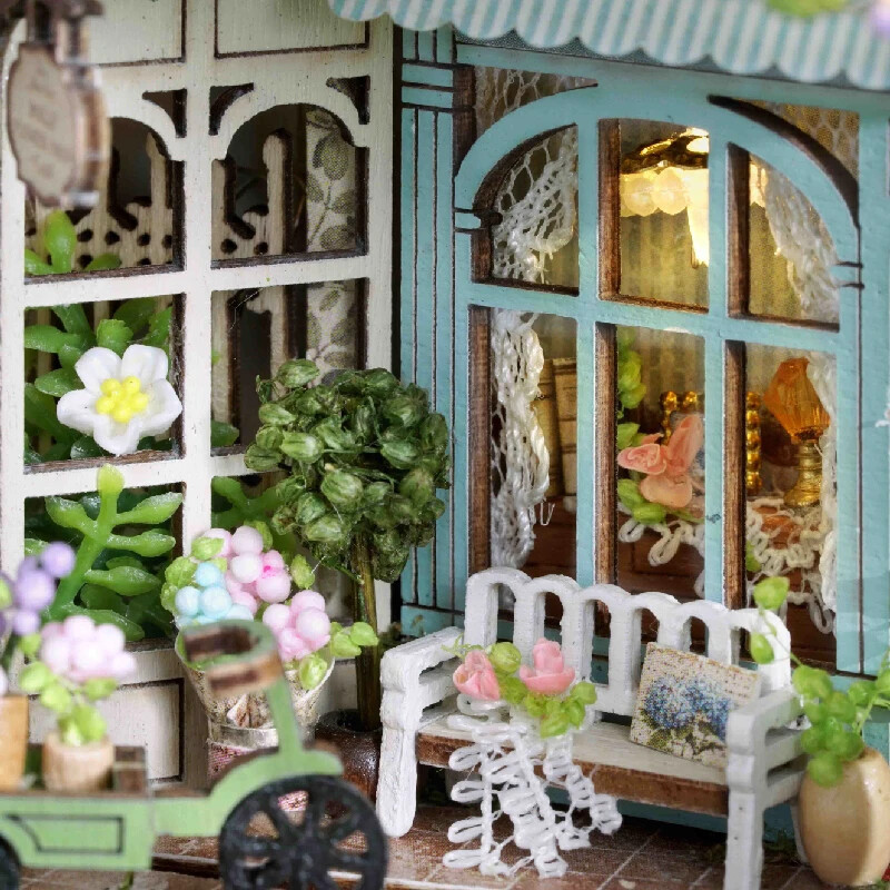 DIY Wooden Dollhouse Kit Furniture LED Lighting Wooden Building Model Gifts