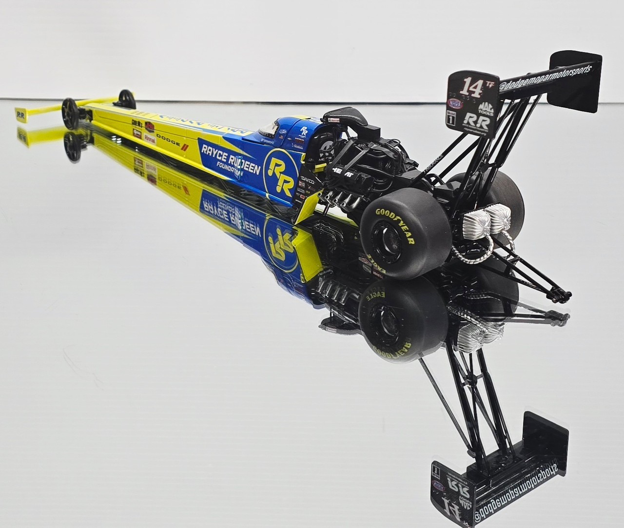 TONY STEWART 2025 RAYCE RUDEEN NHRA TOP FUEL DRAGSTER 1:24 AUTO WORLD DIECAST