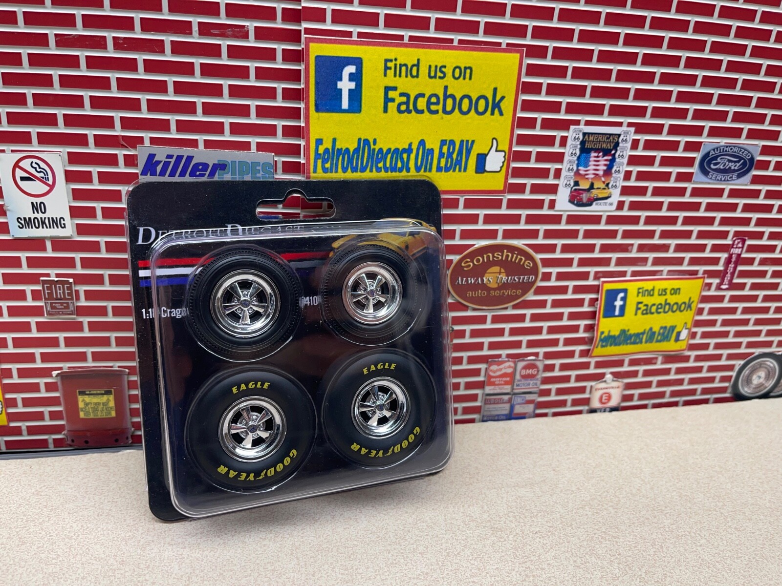 1/18 ACME CRAGAR DRAG WHEELS AND TIRE SET A1806410WDD DETROIT DIECAST EXCLUSIVE