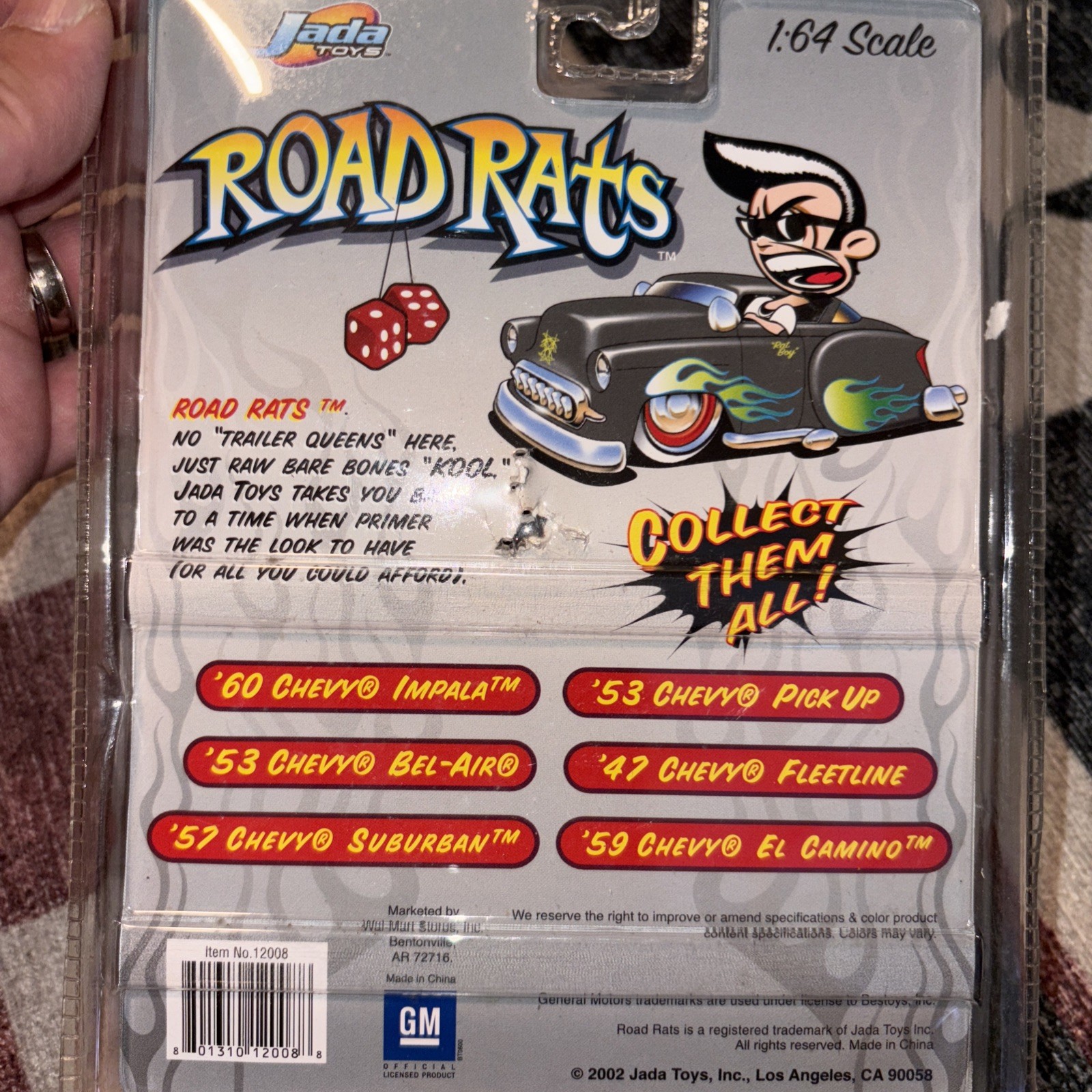Jada Road Rats 1959 Chevy El Camino Rat Rod 1/64 Scale Diecast Black Flames NIP