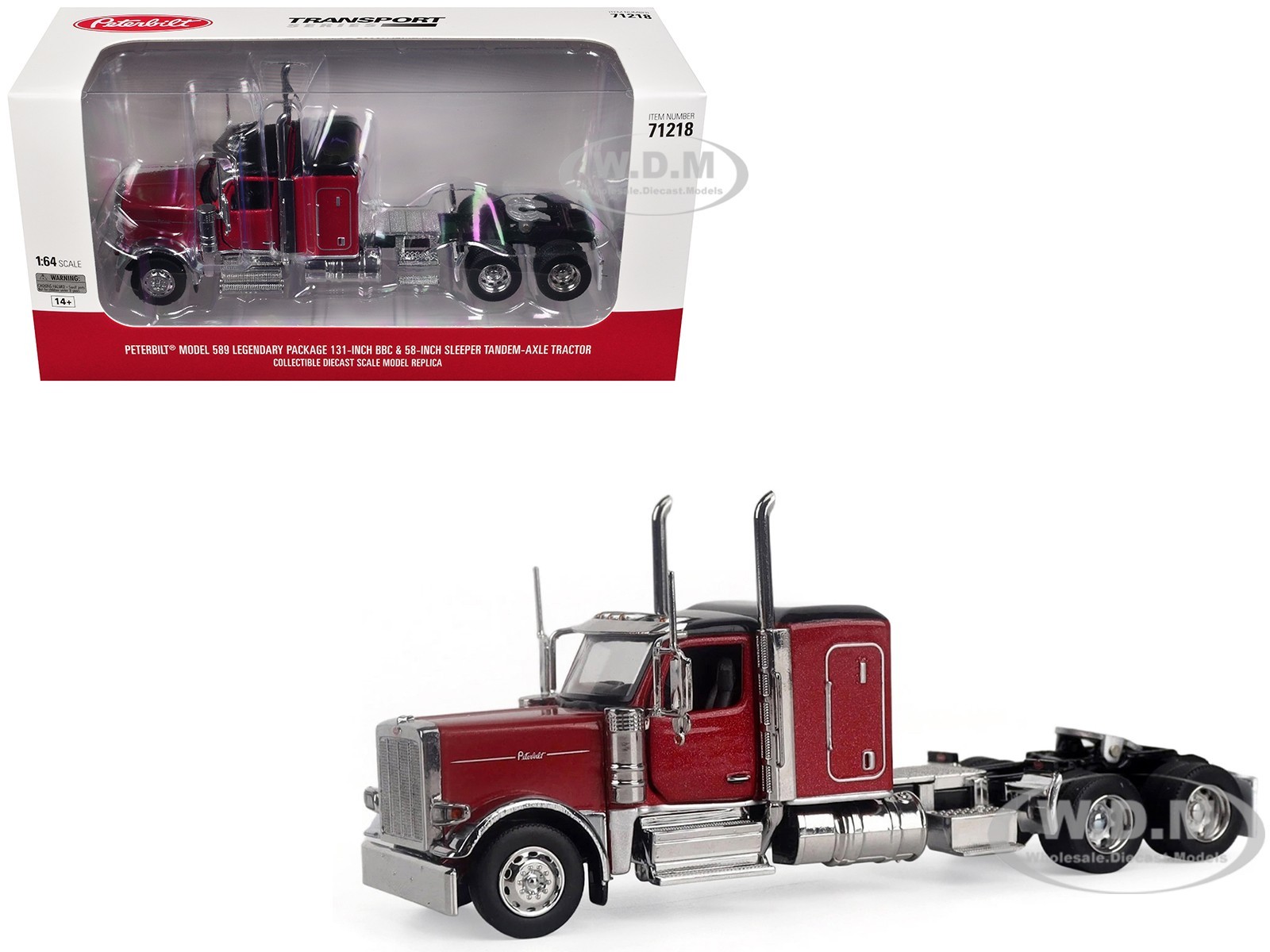 PETERBILT 589 TRUCK TRACTOR W/SLEEPER LEGENDARY RED 1/64 DIECAST MASTERS 71218