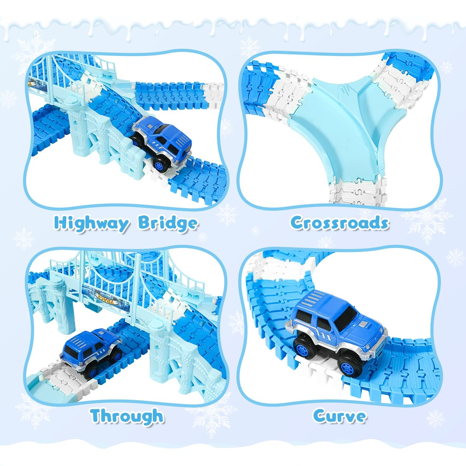 Frozen Race Track Toys for Girls Ages 3-8, 224 PCS Princess Castle Car Toys w…