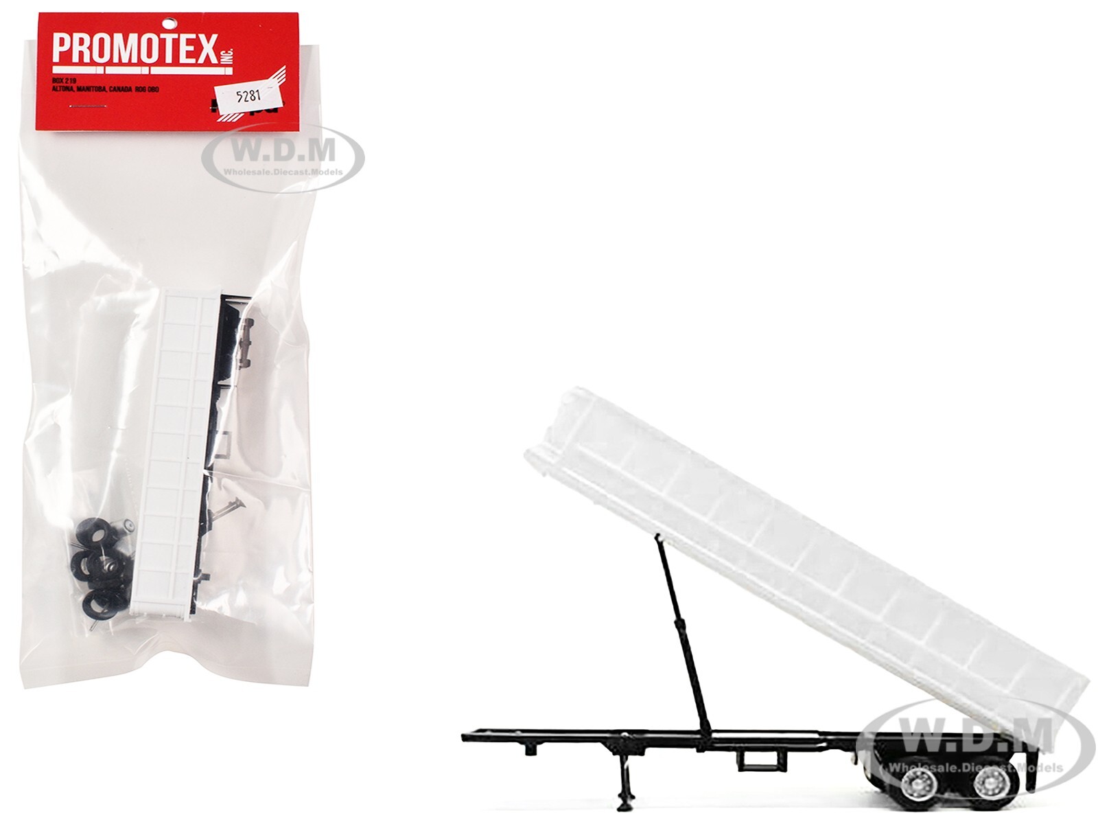 36FT GRAVEL TRAILER WHITE 1/87 (HO) MODEL BY PROMOTEX 005281 W