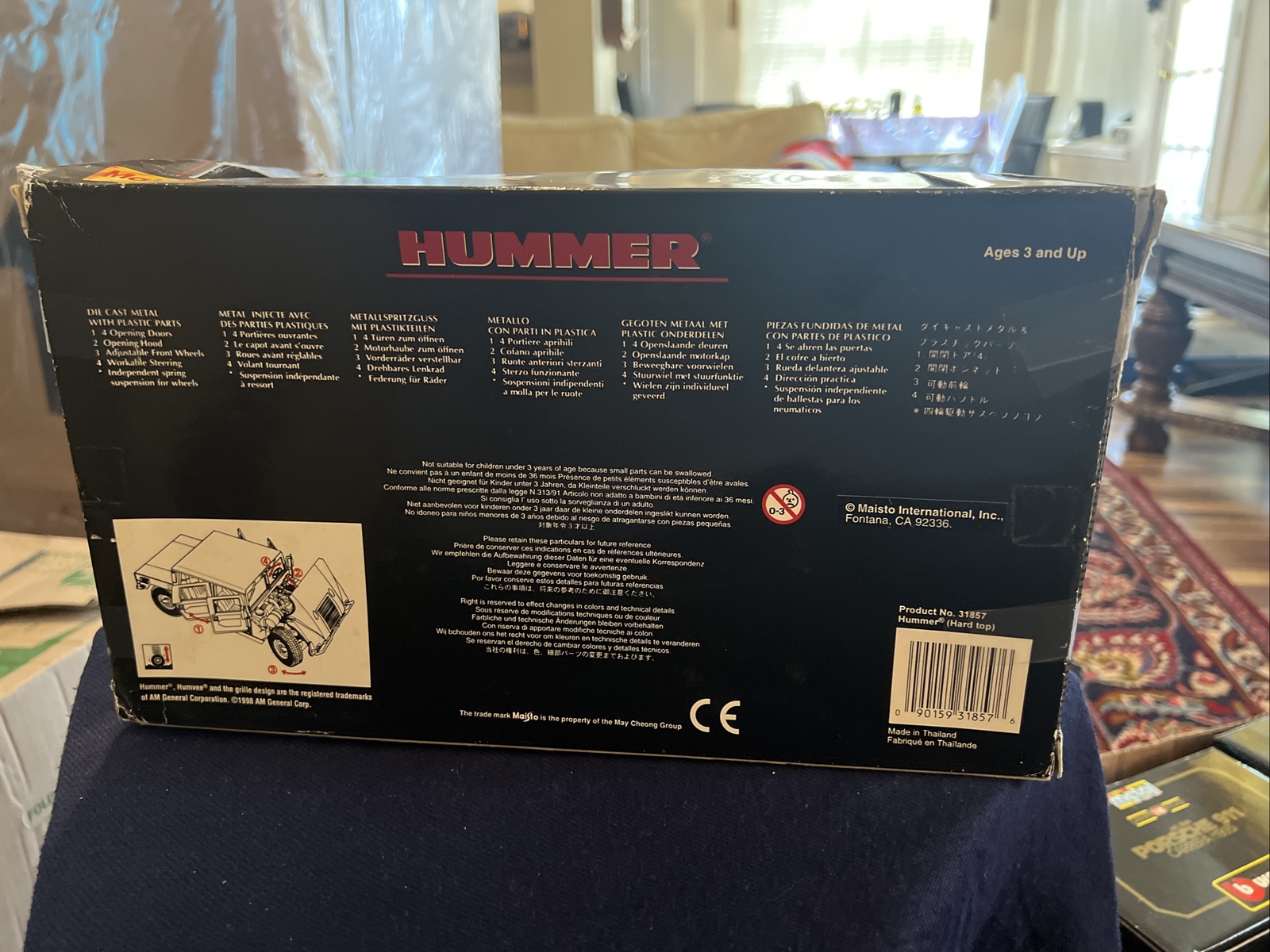 1998 Maisto Special Edition Hummer Hard Top Grey 1:18 Scale Diecast Ref.31857