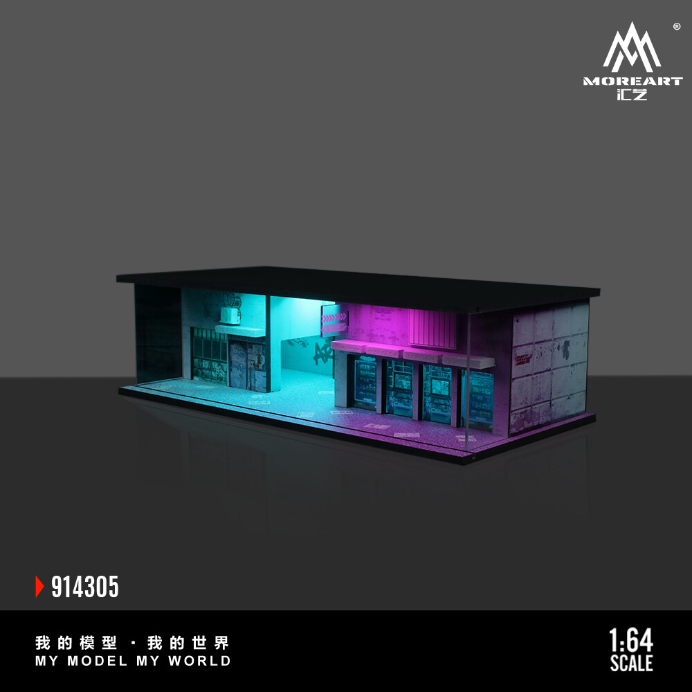 Diorama 1:64 Car Garage Model LED Lighting City Parking Lot Scene Display Model