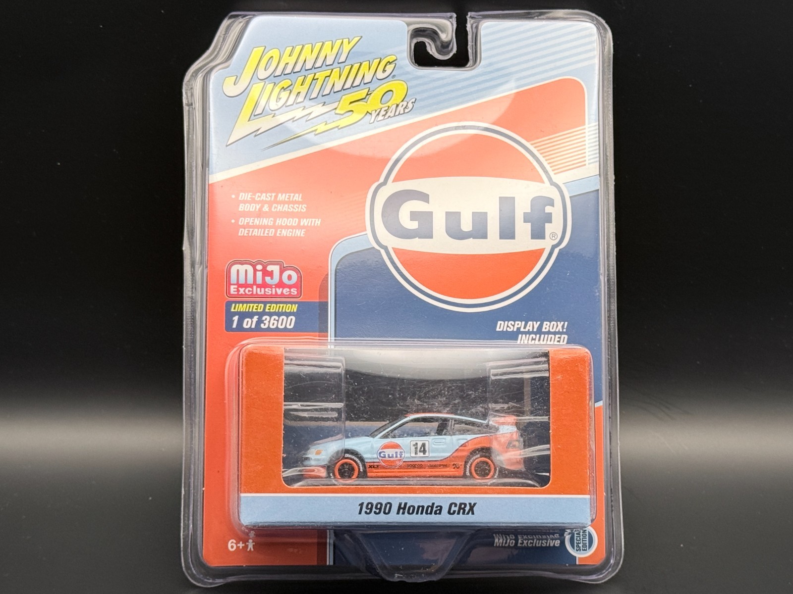 Johnny Lightning 1990 Honda CRX Gulf JLCP7198 1/64 Packaging Scuffs