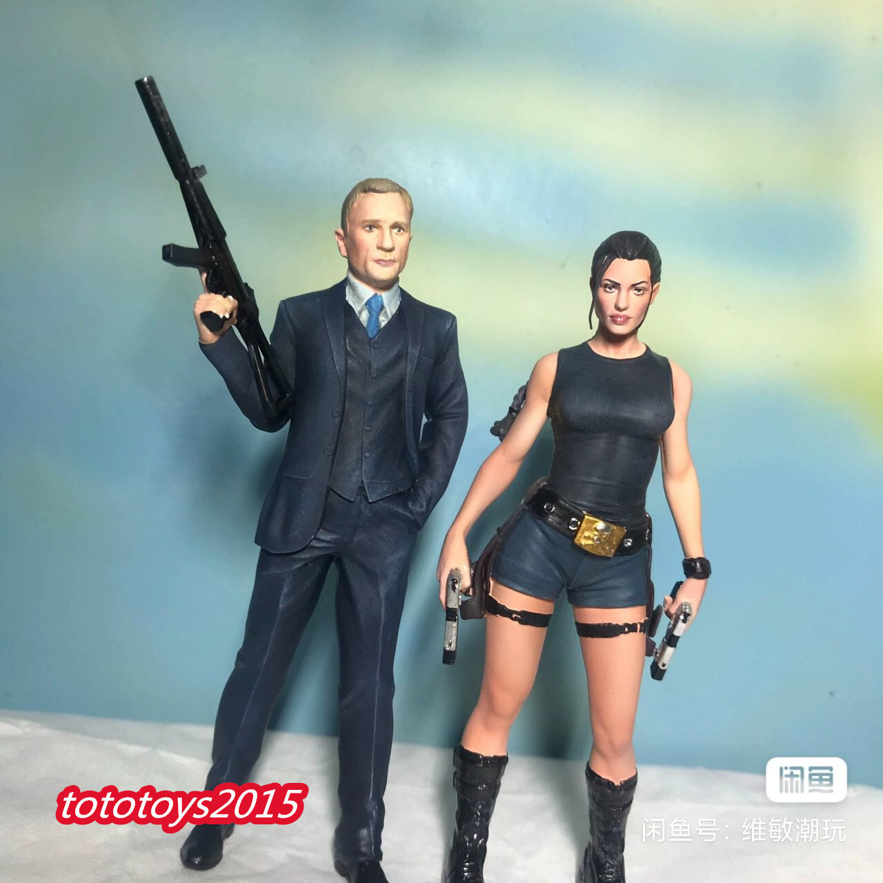 2pcs 1/18 Angelina Jolie &James Bond Miniture 4”Figure Doll Fit Cars Vehicles