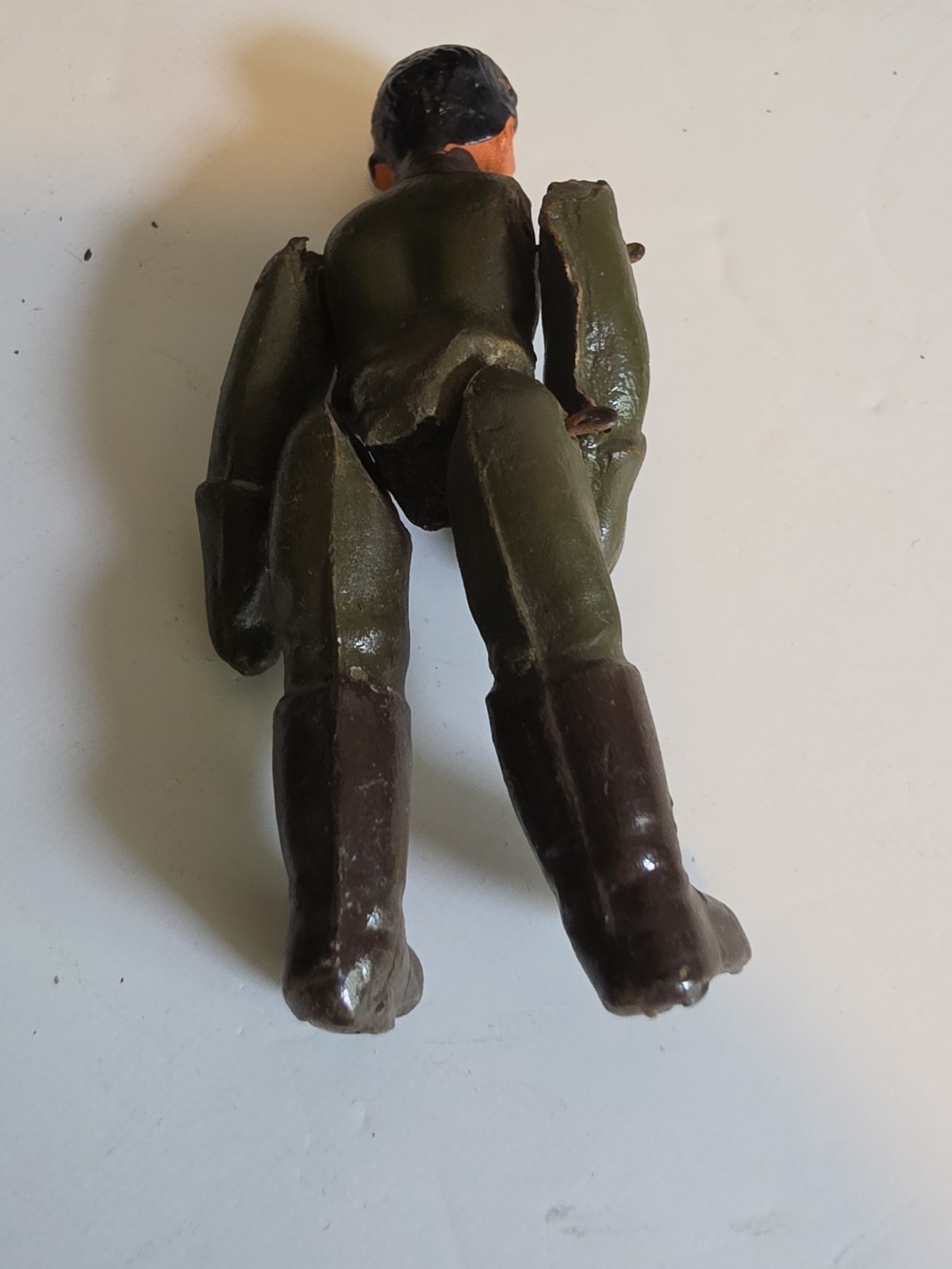 Vintage Pressed Steel Willys Jeep Military Toy w/ Driver France? 1940s 1950s