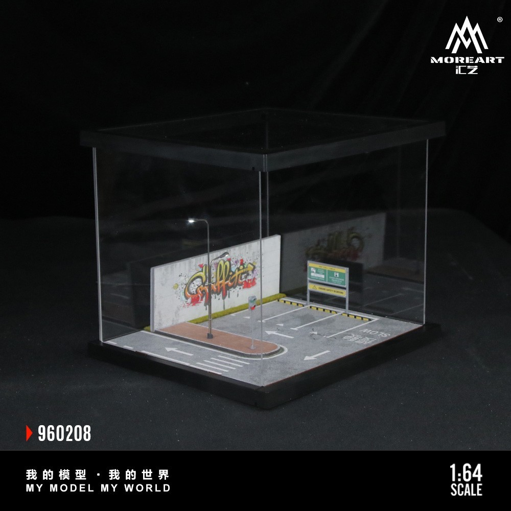 1/64 Diorama Diecast Garage Model LED Japanese Parking Lot Model Display Case US