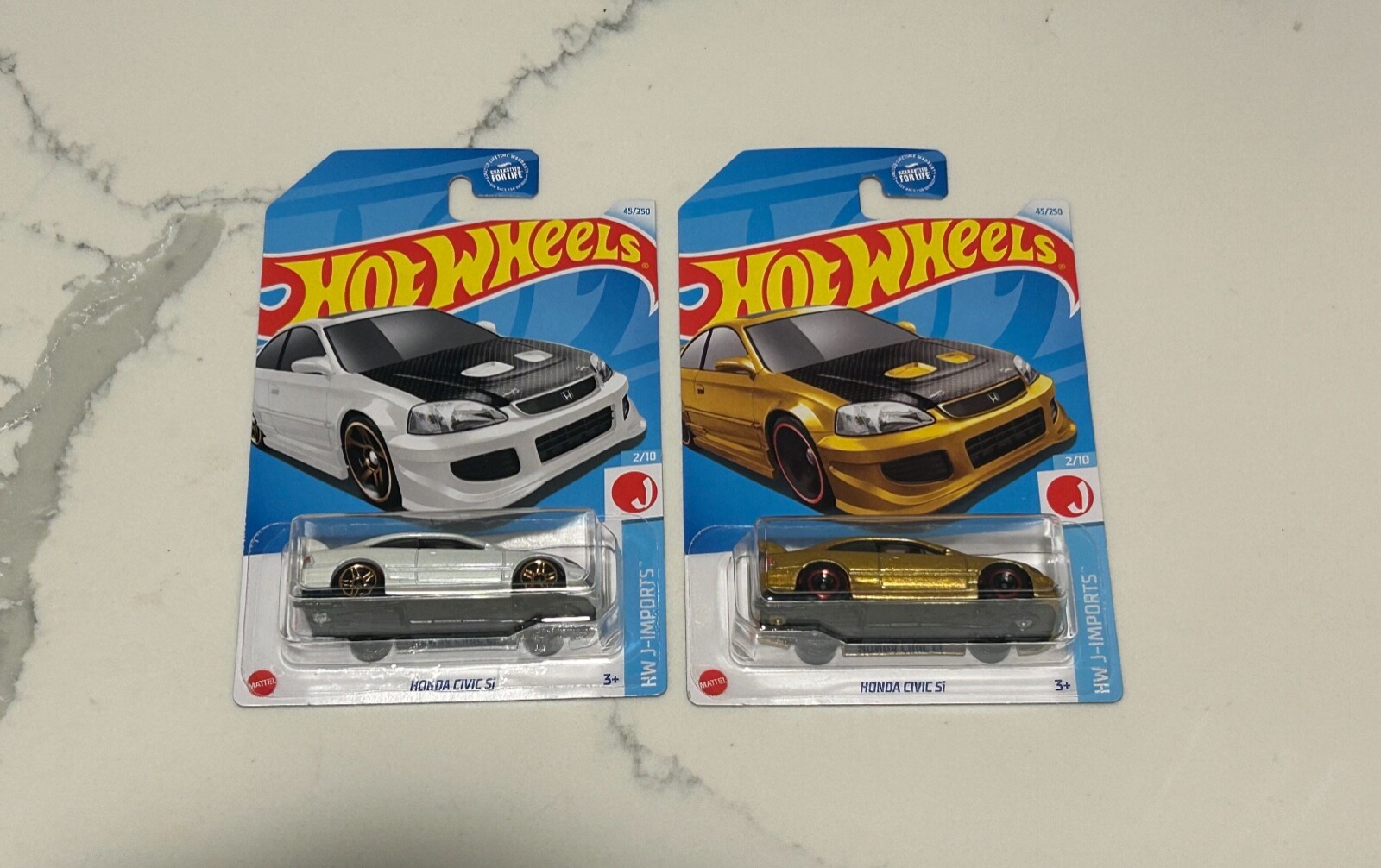 Lot of 2 2024 Hot Wheels Honda Civic Si White and Gold HW J-Imports JDM NEW