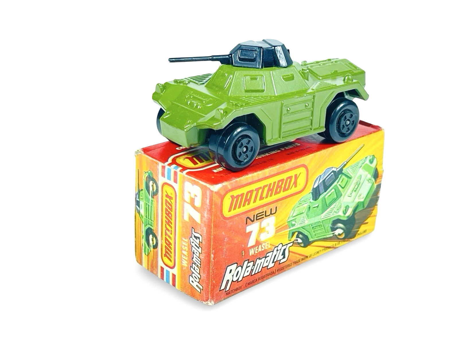 Matchbox Lesney Superfast MB73 Rola-matics Weasel Blue Base w/Original J Box