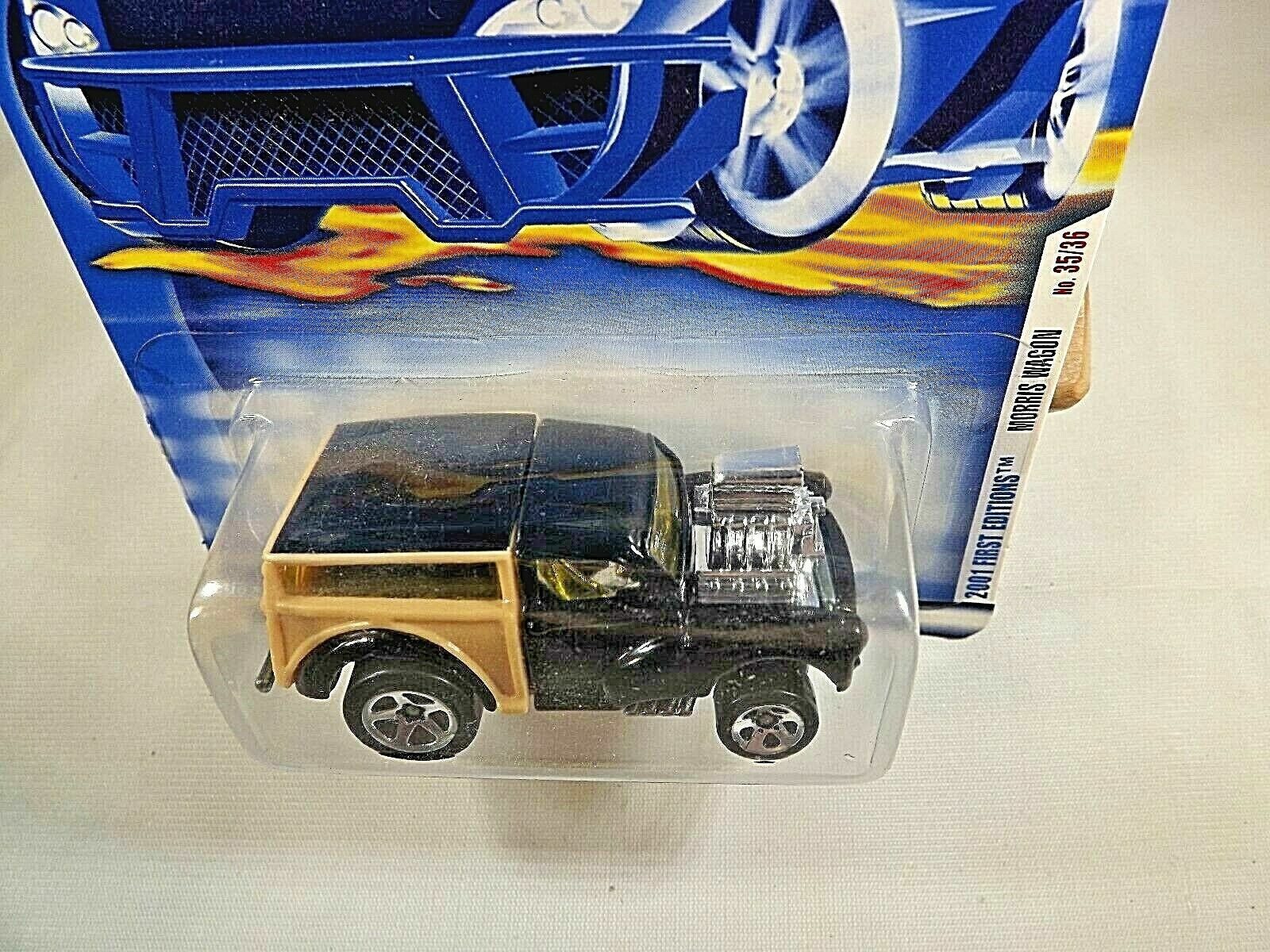 2001 Hot Wheels #47 First Editions 35/36 MORRIS WAGON Black/Tan w/5 Spoke Wheels