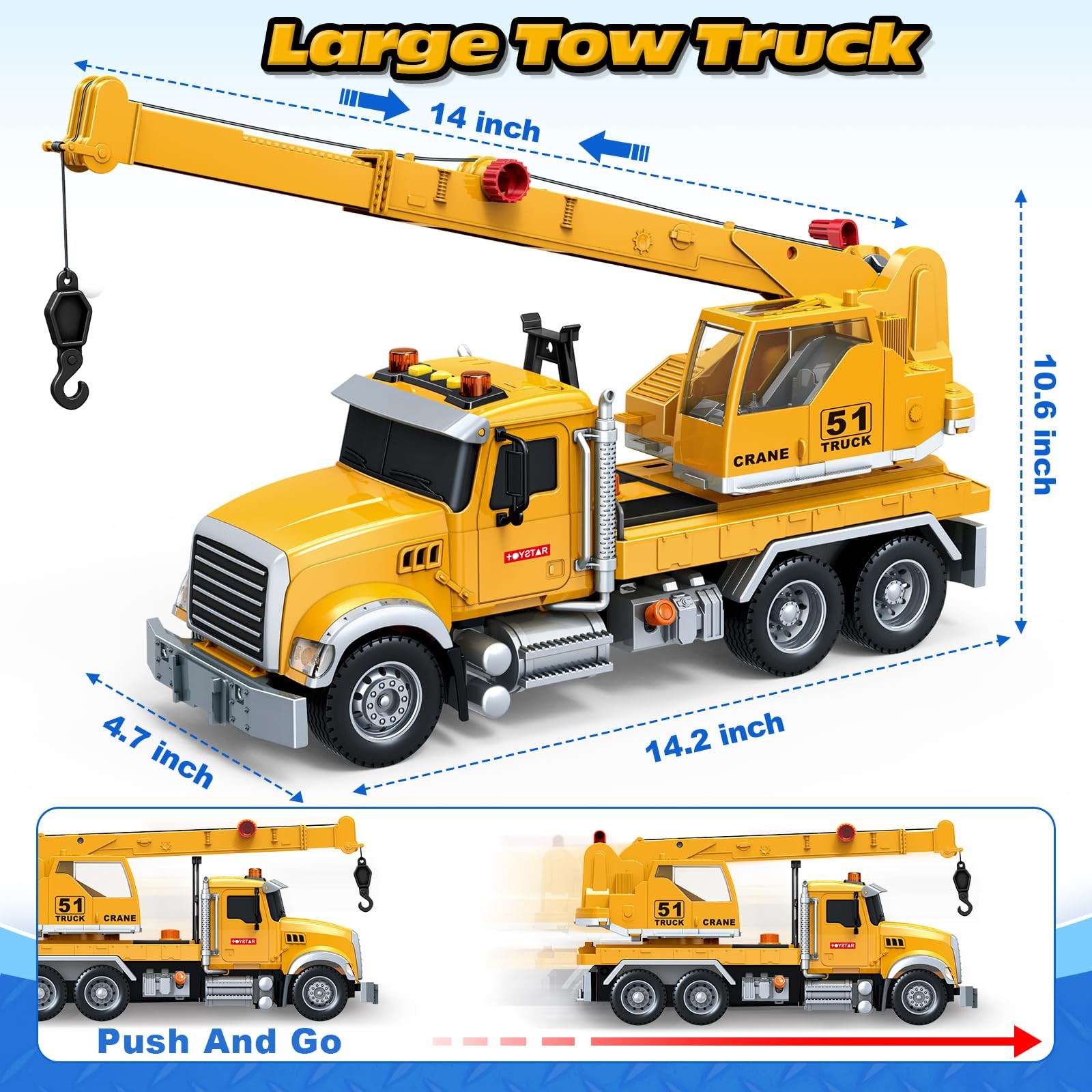 Kids Toys for 3 4 5 6 7 8 Years Old Boys, 15″ Crane Truck Toy with Lights, So…