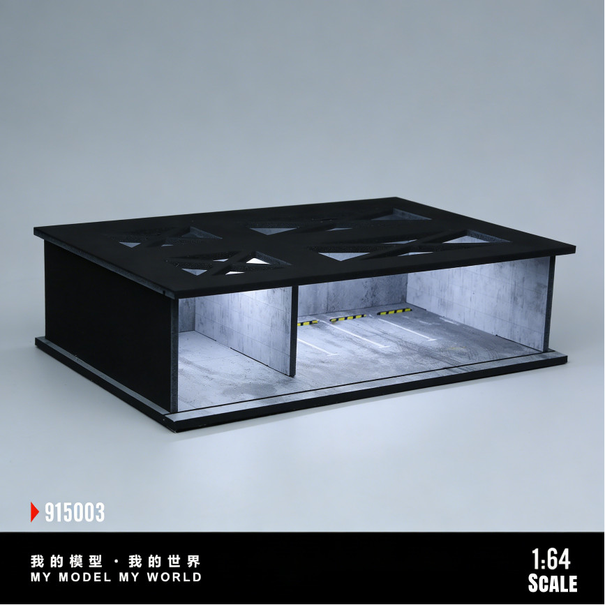 Diorama 1/64 Diecast Garage Model LED Lighting Parking Lot Display Case Scene