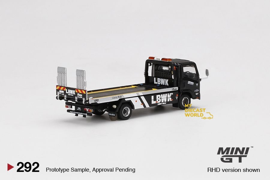 1/64 Mini GT#292 Isuzu N-Series Vehicles Flatbed Car Transport LBWK Black Sealed