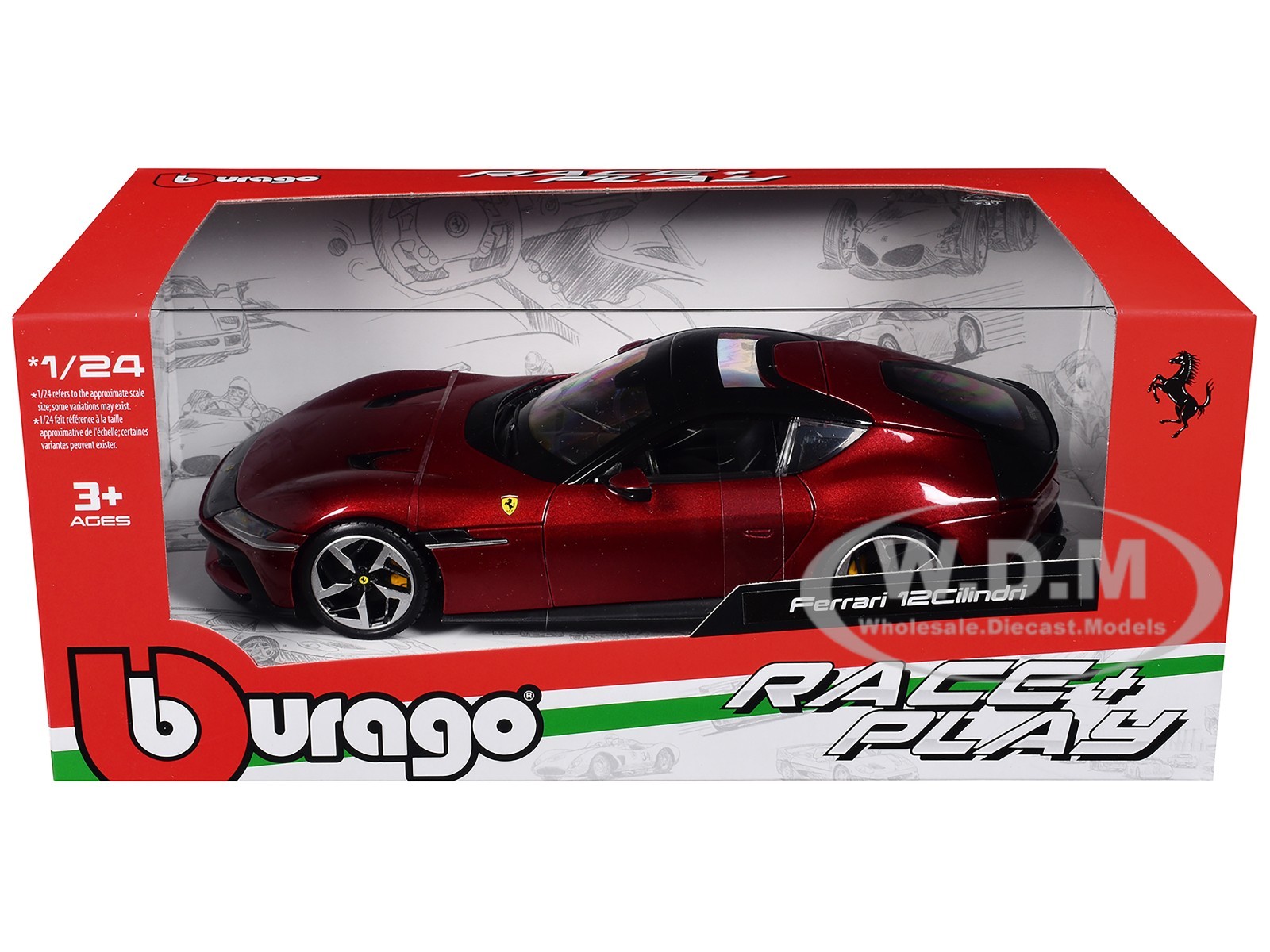 FERRARI 12CILINDRI RED 1/24 DIECAST MODEL CAR BY BBURAGO 26033