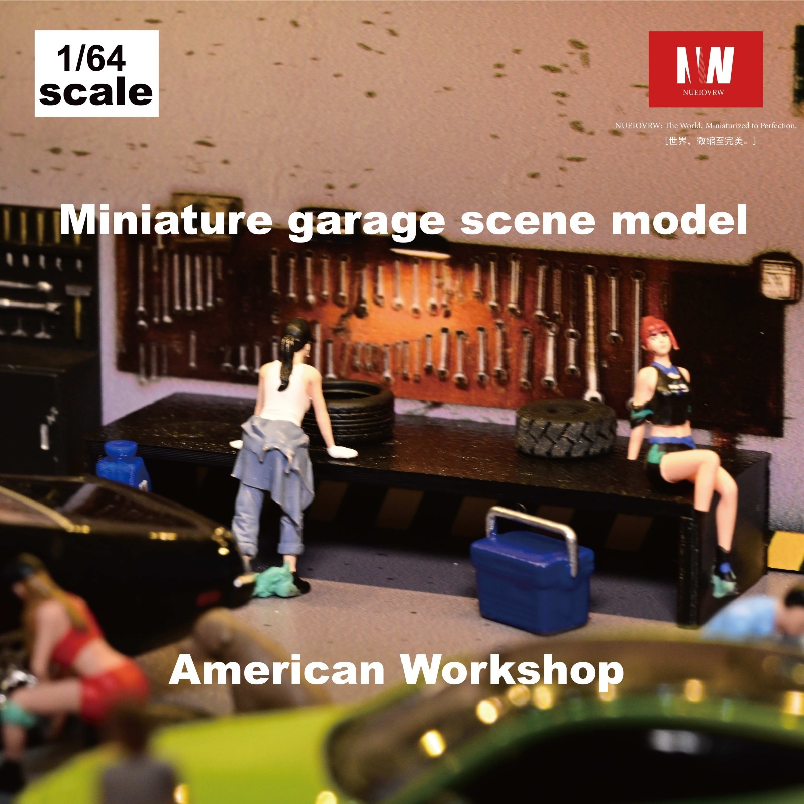 Diorama 1/64 Diecast Car Garage Model LED Lighting Parking Lot Display Case US
