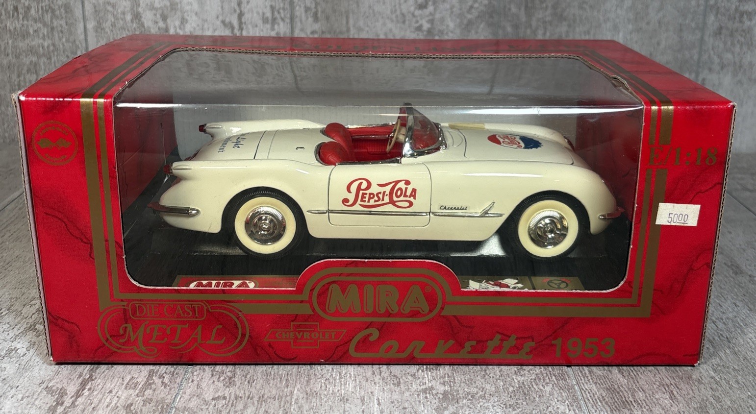 1/18 Mira Golden Line 1953 Chevrolet Corvette Pepsi Cola Diecast Car w/ Box