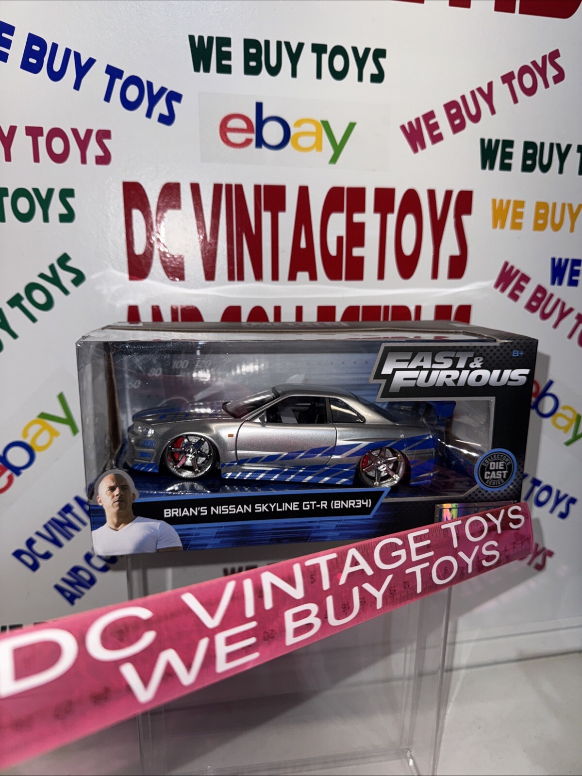 Fast And Furious Brian’s Nissan Skyline GT-R Hard Top Jada Diecast Car 8″ 1:24