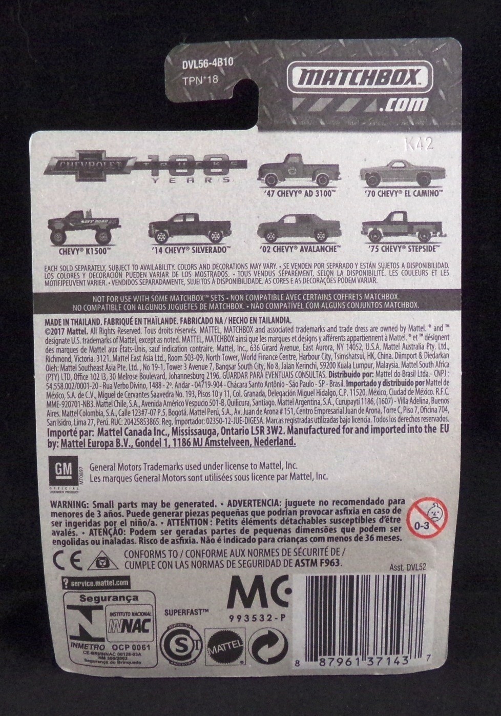 Matchbox ’14 Chevy Chevrolet Silverado 1500 Pick Up Truck 100 Years