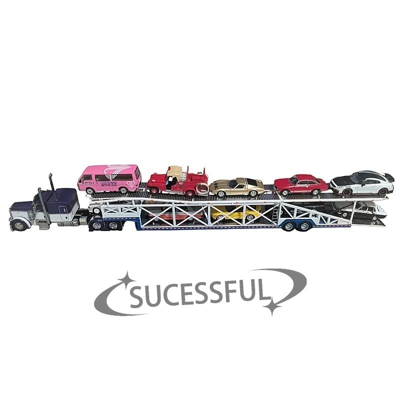 1:64 Extra Long Double Deck Alloy Car Transporter Trailer Model
