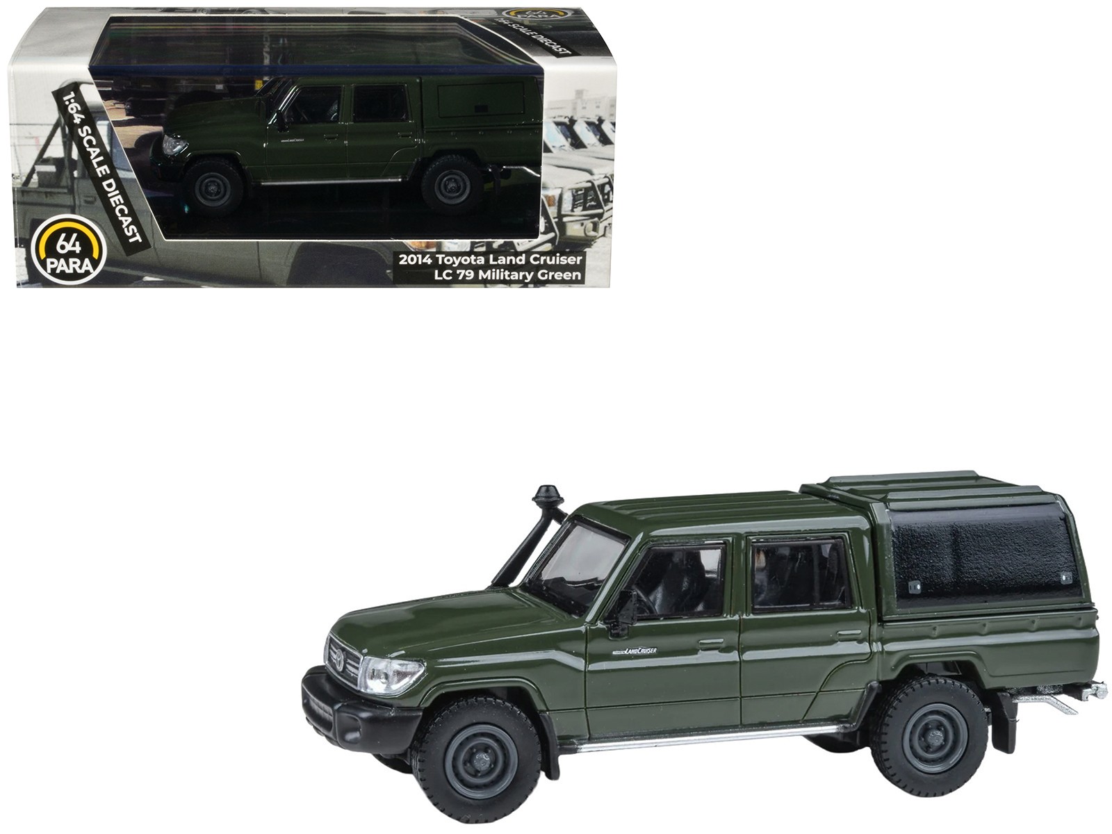 2014 Toyota Land Cruiser LC 79 with Camper Shell Military Green 1/64