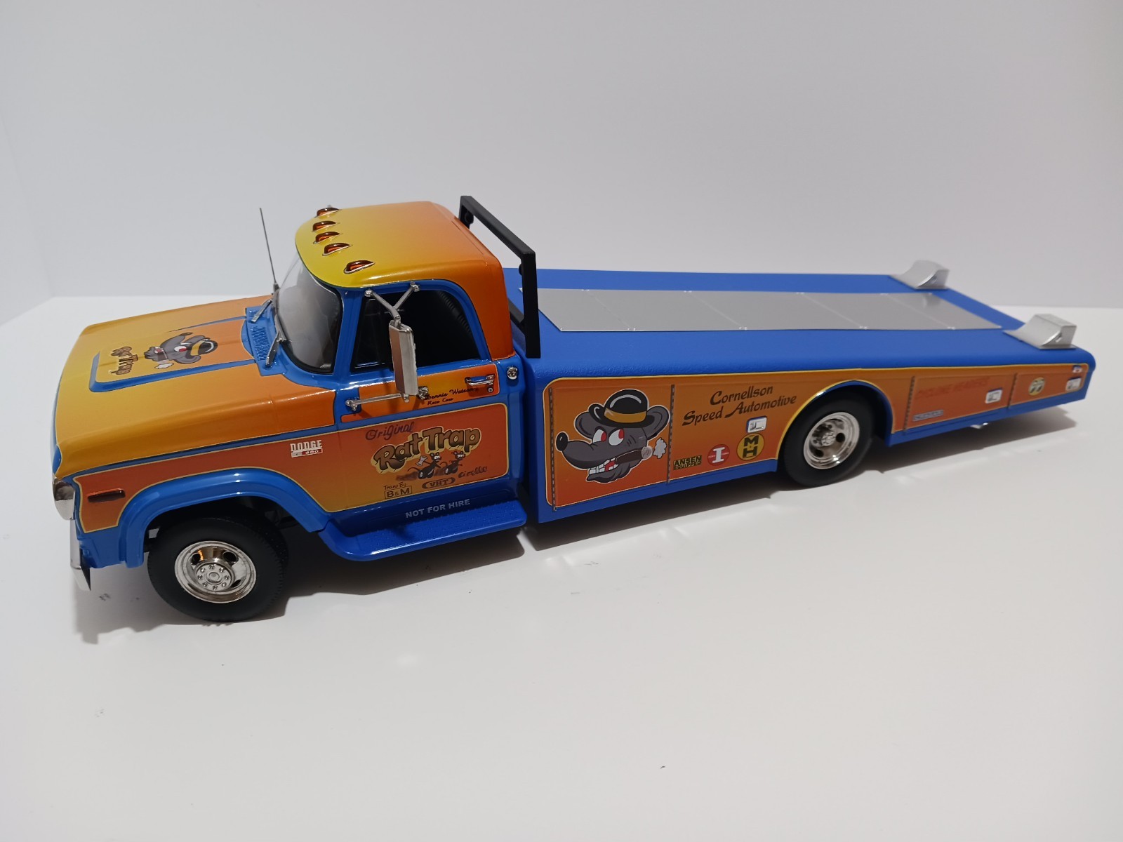 1:18 “RAT TRAP” 1970 DODGE D-300, VINTAGE RAMP, TRUCK DRAG RACE HAULER by ACME
