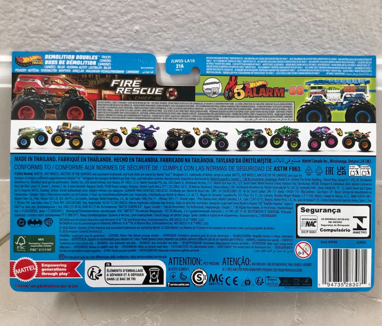 Hot Wheels Monster Trucks Fire Rescue & HW 5 Alarm 1:64 Diecast Vehicle Set