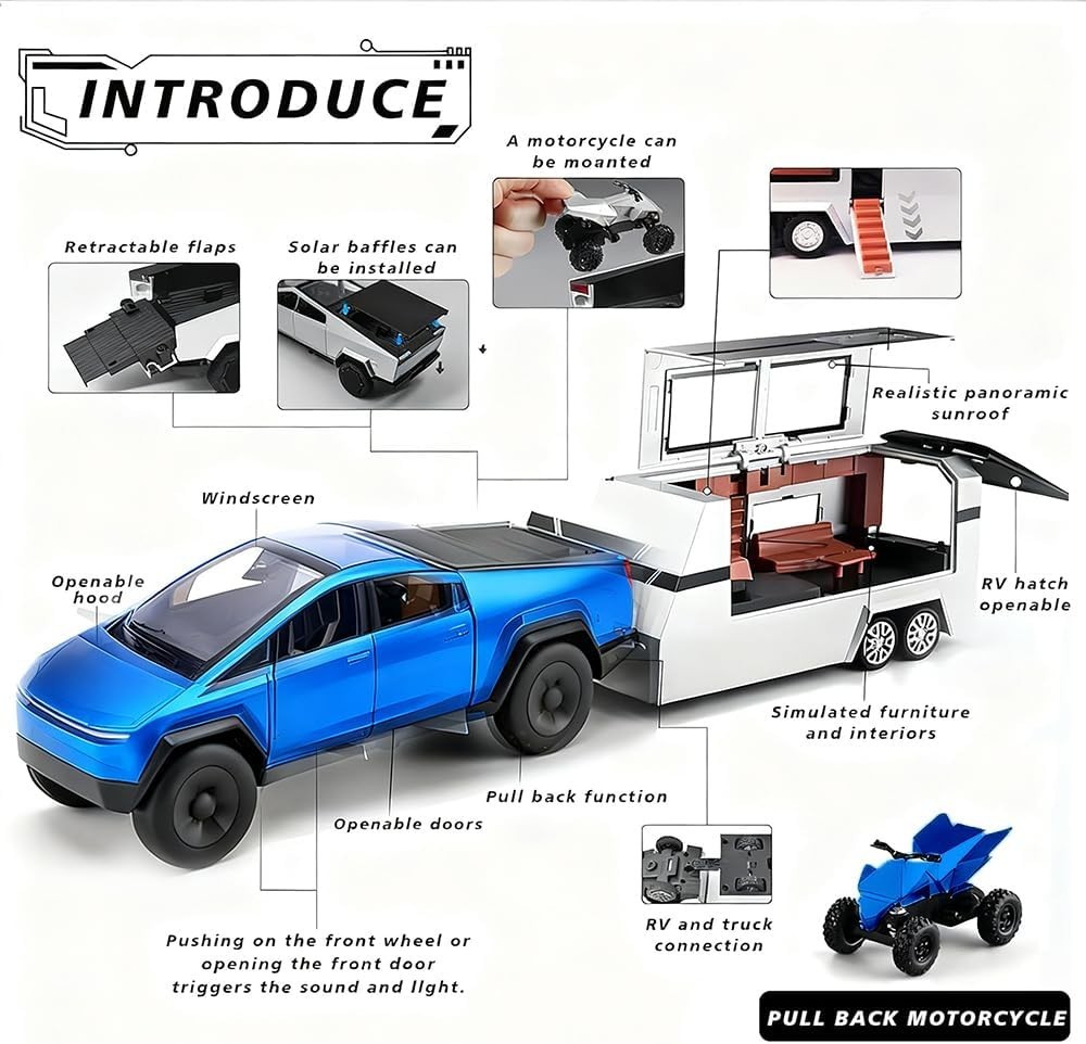 Pull Back Toy Truck with Sound and Light Effects