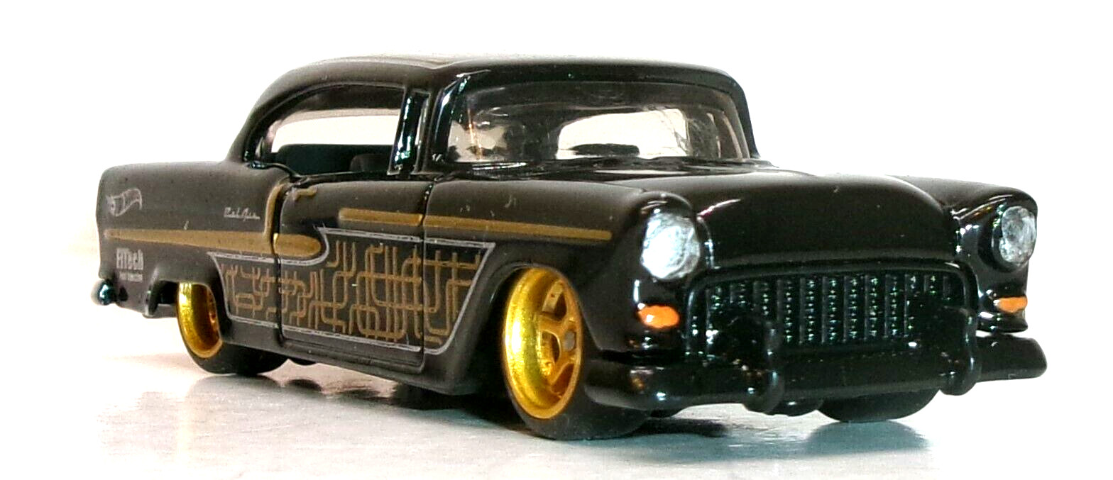 LOOSE 2025 HOT WHEELS 1:64 BLACK ’55 CHEVY BEL AIR WHEEL SWAP REAL RIDERS
