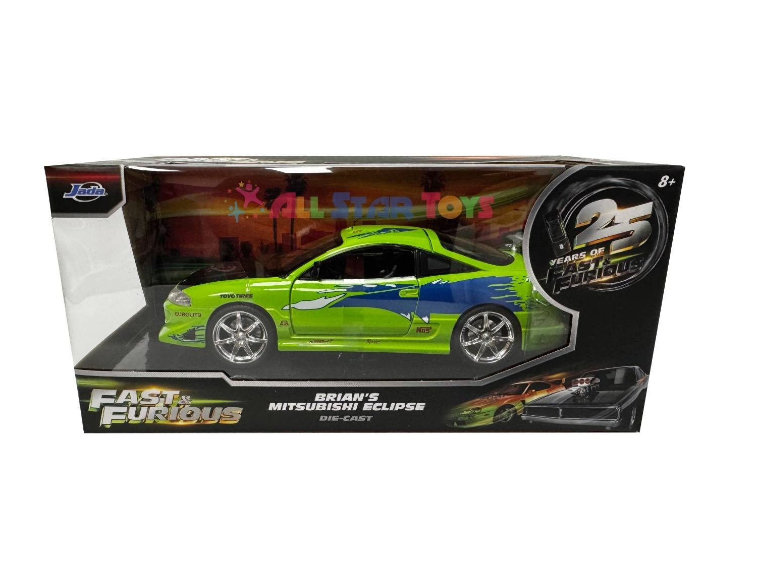 BRIAN’S MITSUBISHI ECLIPSE GREEN “FAST & FURIOUS 25 YEARS” 1/24 BY JADA 97603