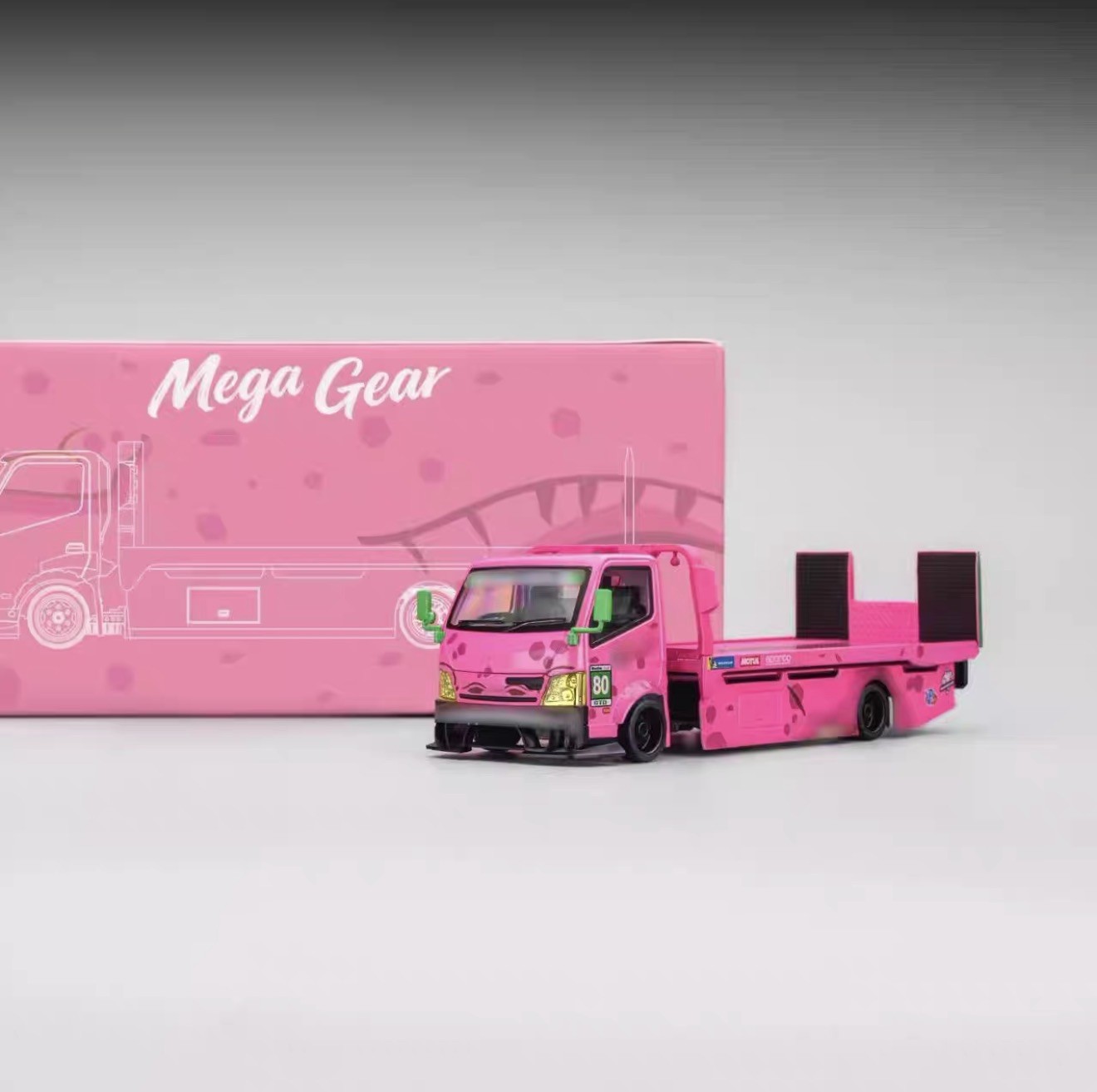 MG 1:64 H300 Custom Tow Flatbed Truck Dinosaur Model Diecast Metal pink US SHIP!