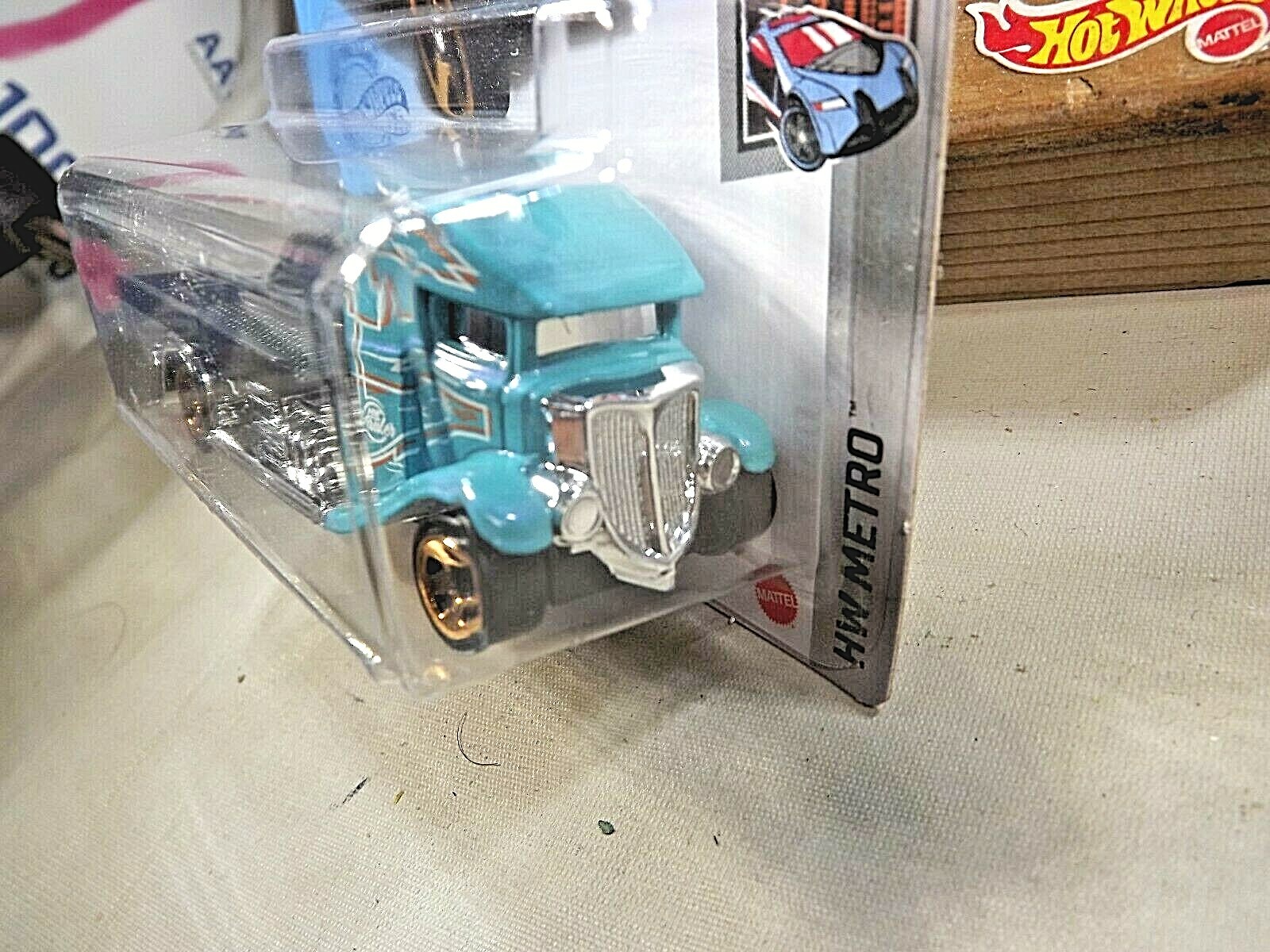 2021 Hot Wheels #83 HW Metro 5/10 FAST-BED HAULER Aqua w/Gold 5 Spoke Wheels