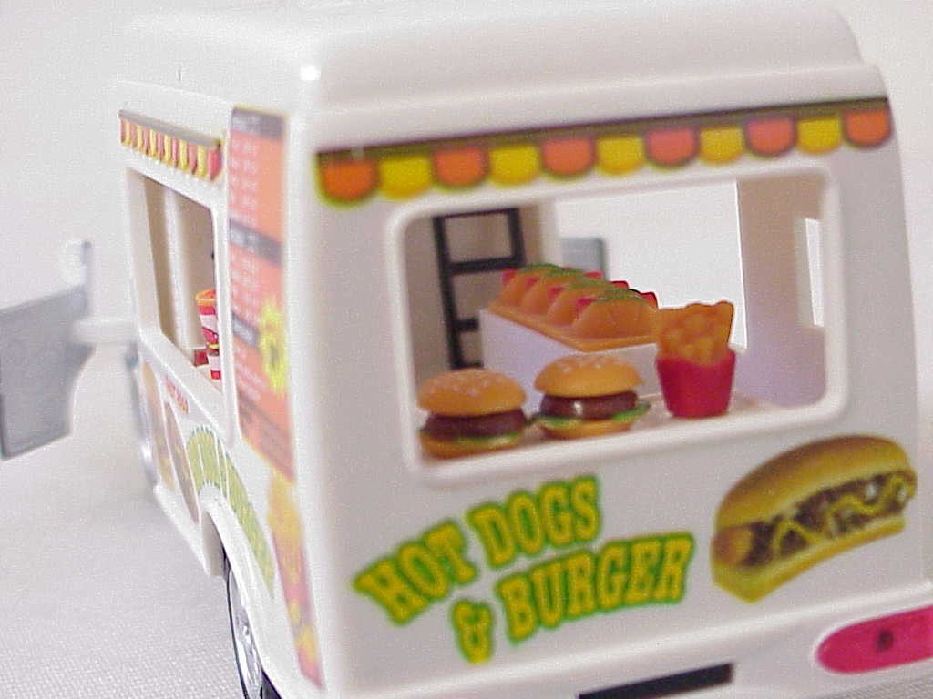 KINSFUN KINTOY DIE-CASTING FAST FOOD DELIVERY TRUCK TOY HOT DOGS & BURGER