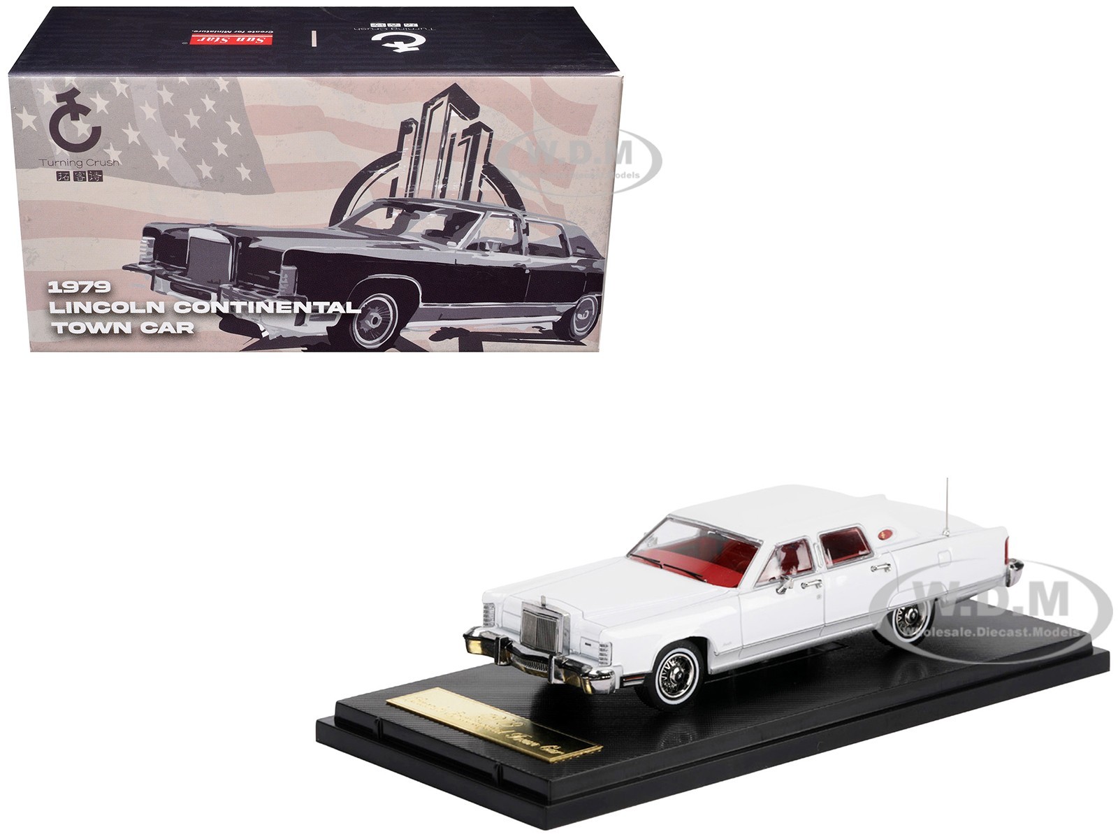 1979 LINCOLN CONTINENTAL TOWN CAR WHITE 1/64 DIECAST MODEL BY SUN STAR 60005