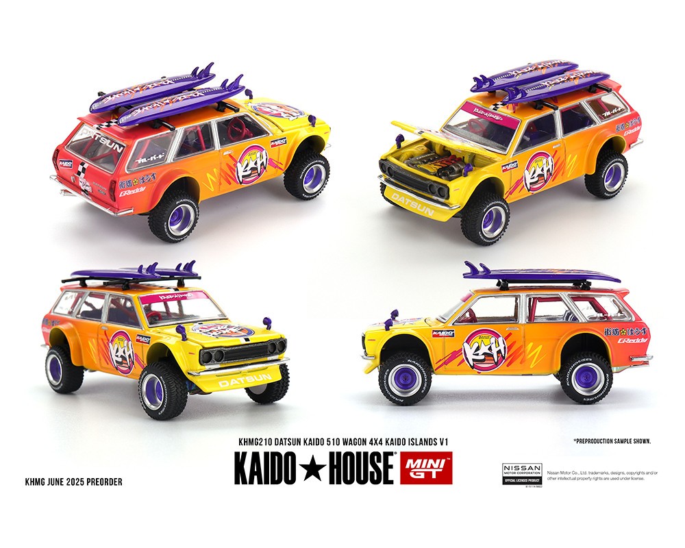 KAIDO HOUSE x MINI GT – DATSUN 510 WAGON 4X4 KAIDO ISLANDS V1 #KHMG210 -SEALED
