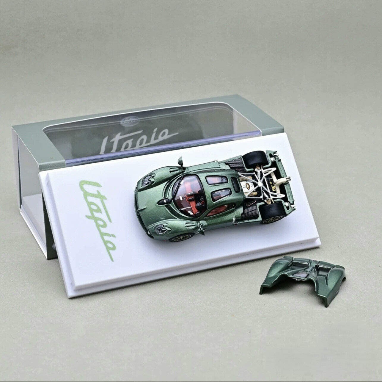 CM Model 1/64 Pagani Utopia Green Opening Engine Diecast Model Car