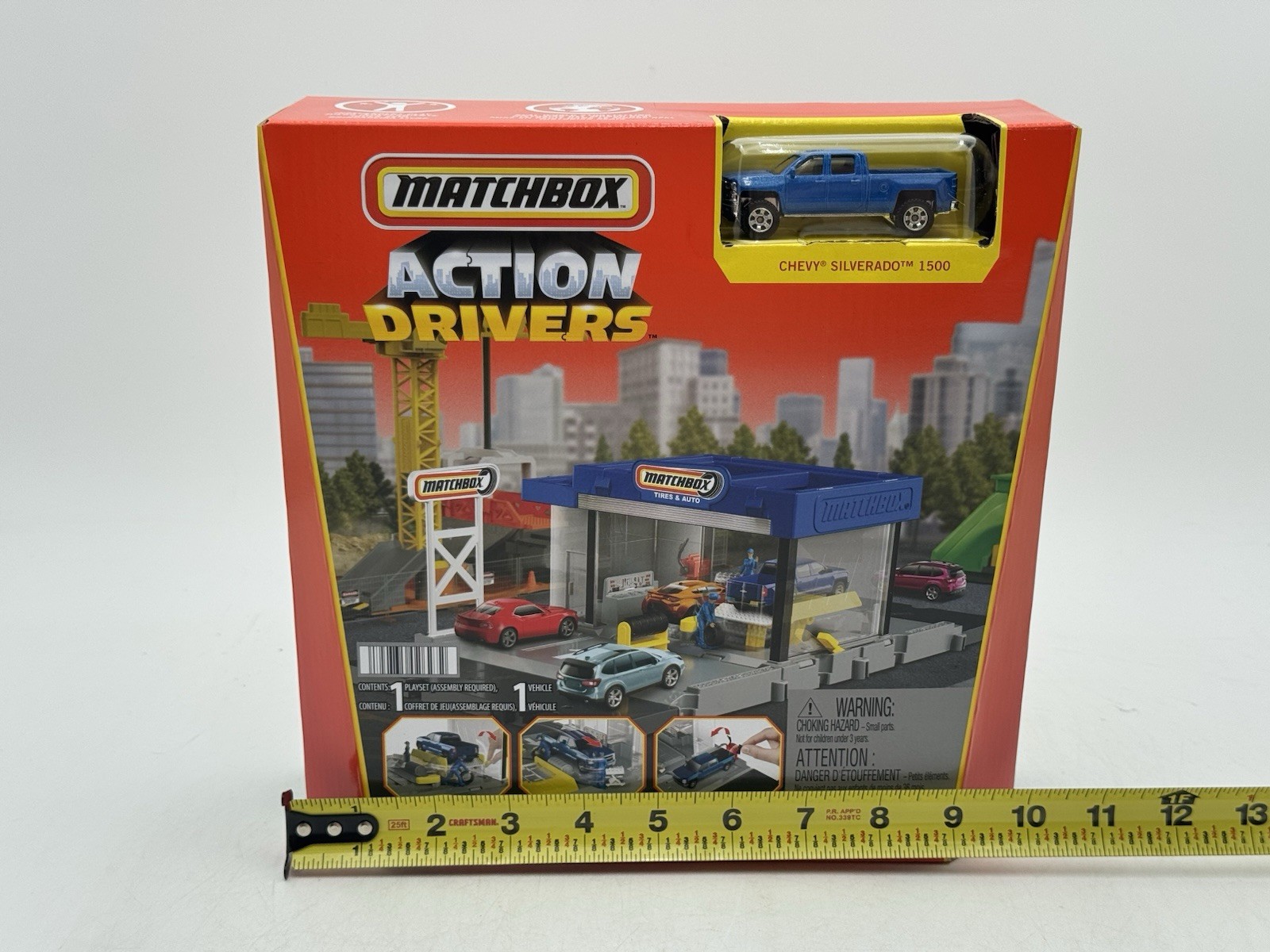 Matchbox Action Drivers Auto Shop Play Set w/ Chevy Silverado – 1:64 Diecast Car