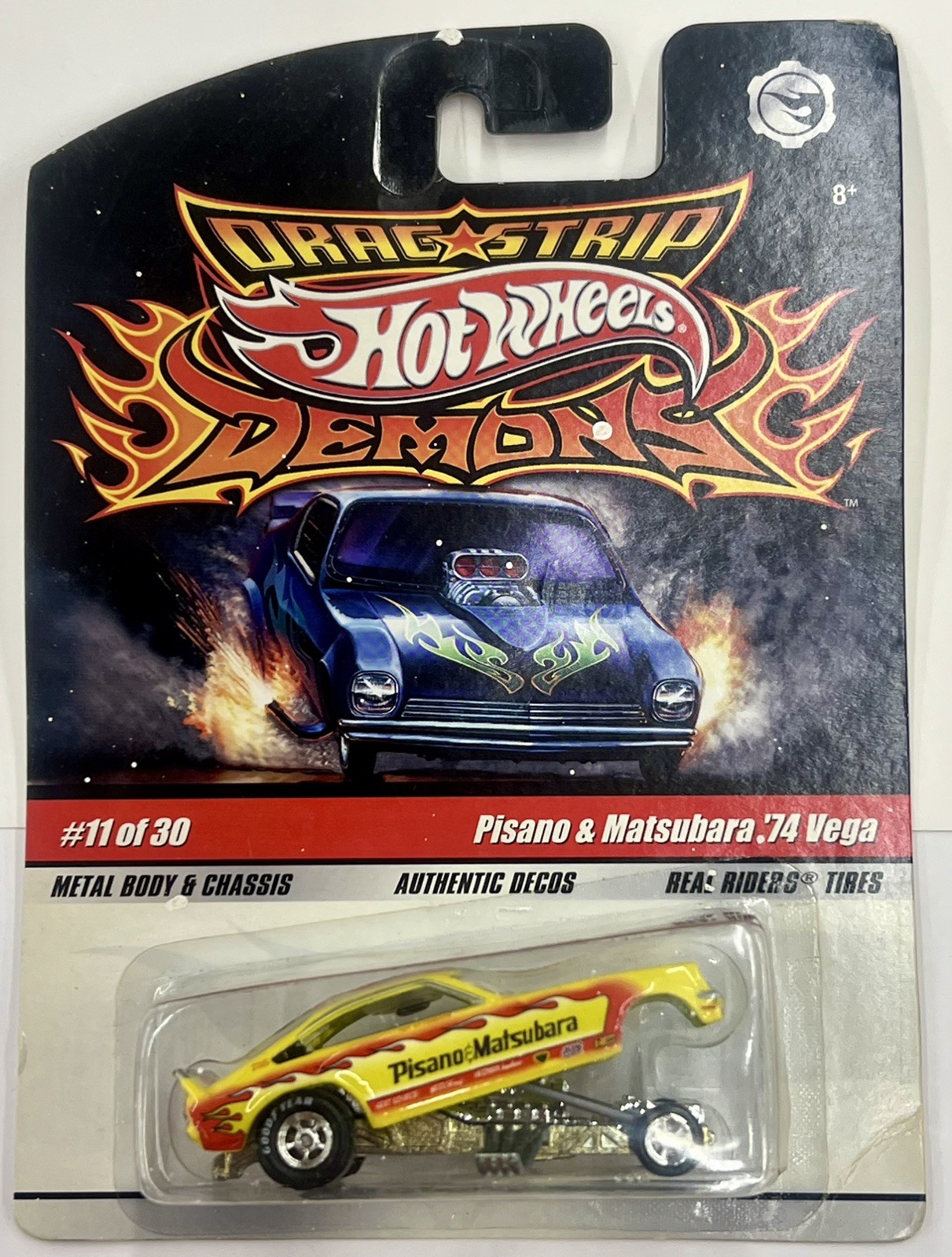 2009 Hot Wheels Drag Strip Demons Pisano & Matsubara Yellow 74 Vega Funny Car#11