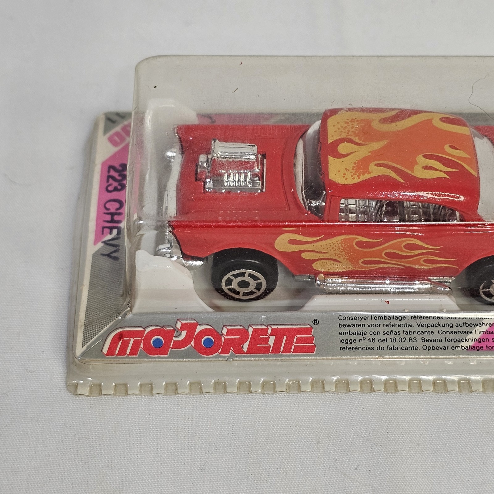 Majorette 223 1957 Chevy Bel Air Hot Rod Red Flames 1/64 Vintage Sealed New