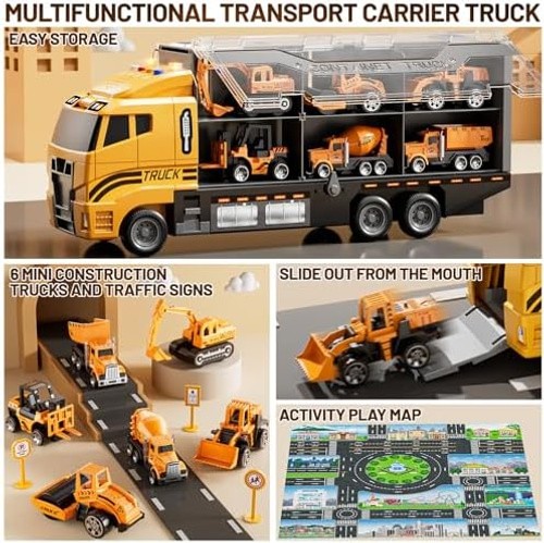 Carrier Truck Toddlers Toys for 3 4 5 6 7 Years Old Boys, Toy Truck Transport…