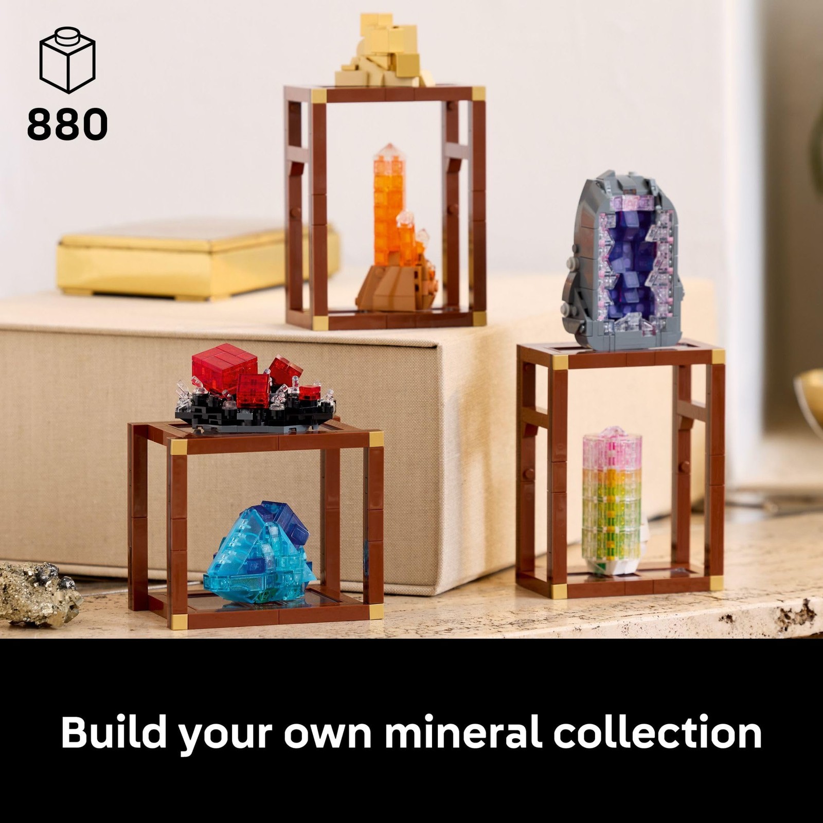 Ideas Mineral Collection Building Set for Adults 18+ with 3 Display Shelves Deco