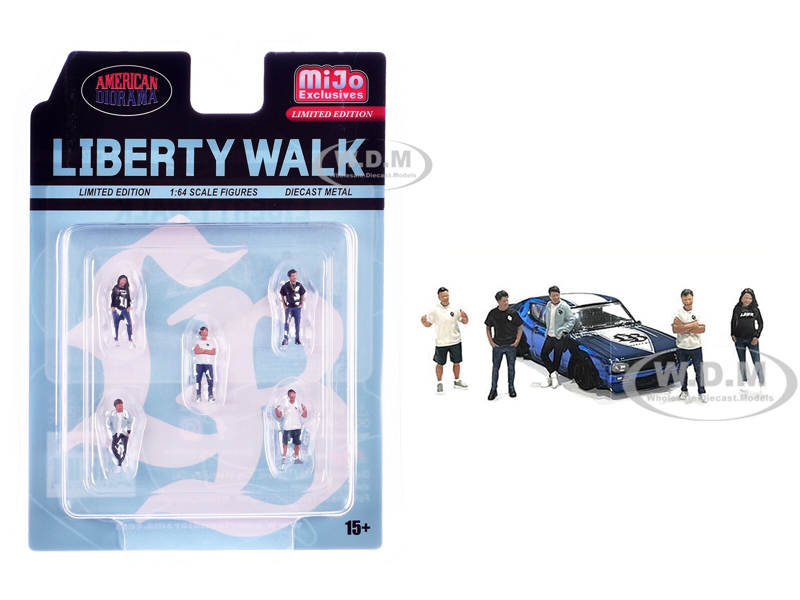 “LIBERTY WALK TEAM” 5 PC DIECAST FIGURE SET FOR 1/64 BY AMERICAN DIORAMA 2415MJ
