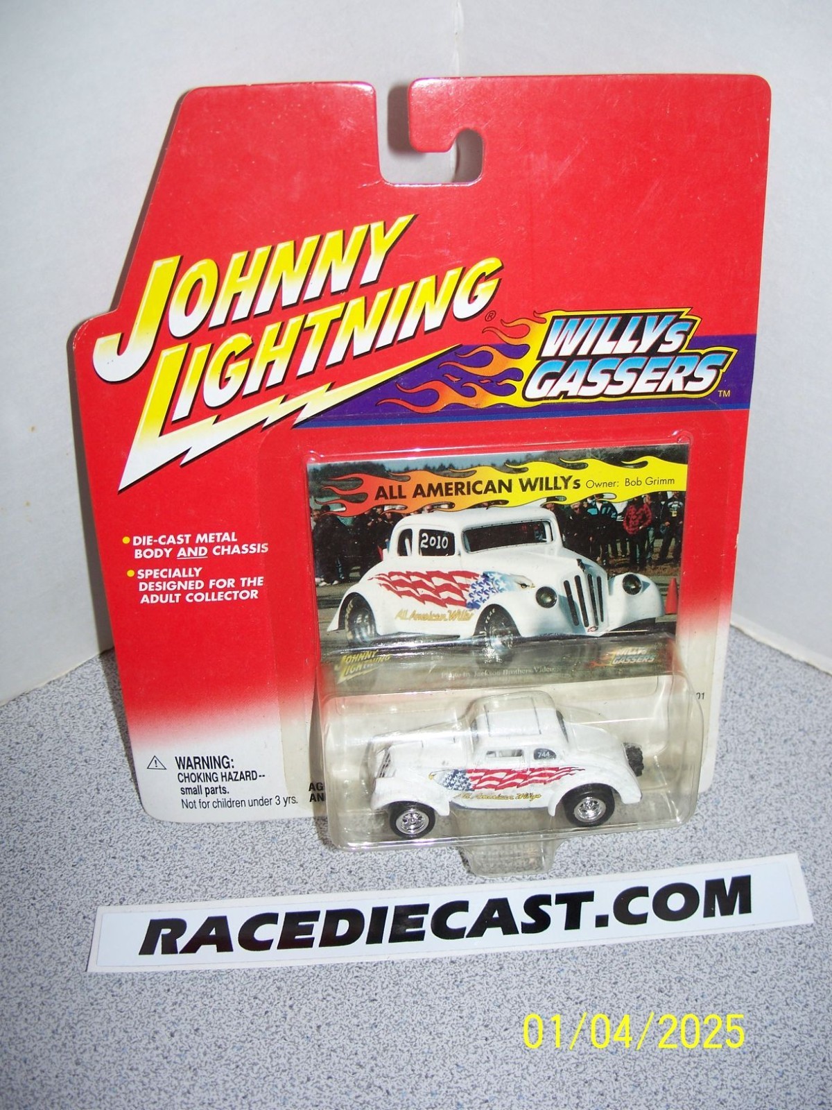 BOB GRIMM 1/64 NHRA 1933 WILLY’S WHITE GASSER JOHNNY LIGHTNING