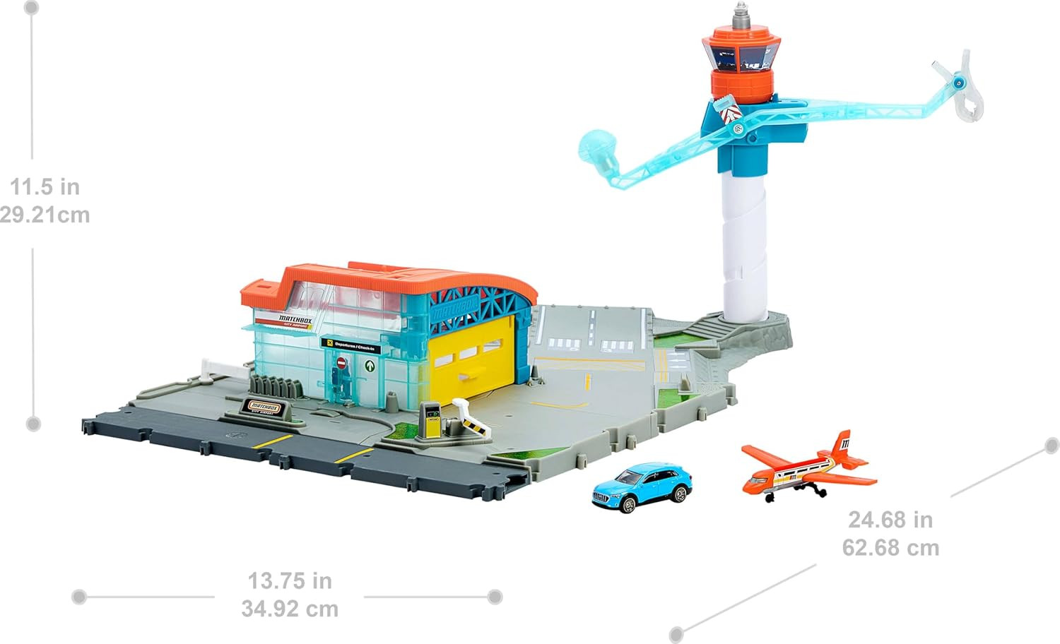 Matchbox Toy Car Playset, Takeoff Adventure Airport Set with Die-Cast Audi in 1: